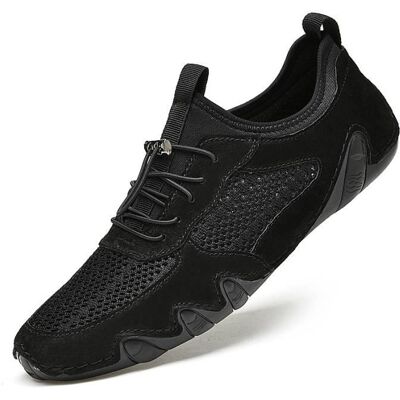 INSFITY Mocassin Casual Homme - Chaussures Plats en Maille Respirante - Noir Noir - Publicité INSFITY Mocassin Casual Homme - Chaussures Plats en Maille Respirante - Noir Noir - Publicité
