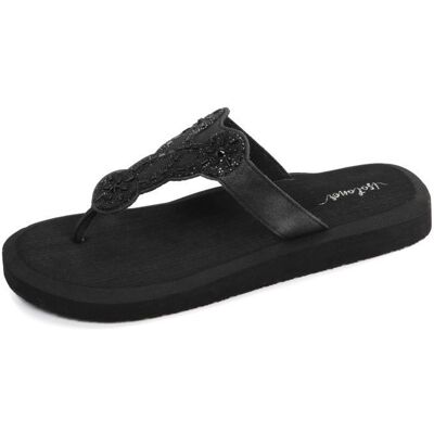Isotoner Tongs très confortables dessus sophistiqué noir femme Noir - Publicité Isotoner Tongs très confortables dessus sophistiqué noir femme Noir - Publicité