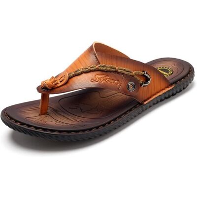 INSFITY Tongs Homme en Cuir - Antidérapantes pour Piscine et Plage - Marron Marron - Publicité INSFITY Tongs Homme en Cuir - Antidérapantes pour Piscine et Plage - Marron Marron - Publicité