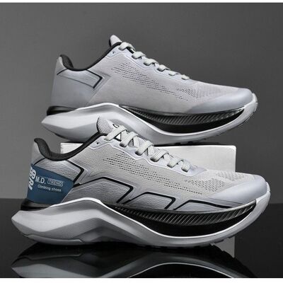 ECELEN Chaussures de Sport Homme à Semelle Épaisse – Légères et Amortissantes – Tige en Maille Respirante – Gris Gris - Publicité ECELEN Chaussures de Sport Homme à Semelle Épaisse – Légères et Amortissantes – Tige en Maille Respirante – Gris Gris - Publicité
