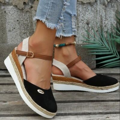 Sandales Femme INSFITY - Simili cuir - Talon haut 5cm - Antidérapant - Noir Noir - Publicité Sandales Femme INSFITY - Simili cuir - Talon haut 5cm - Antidérapant - Noir Noir - Publicité