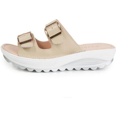 INSFITY Sandales Compensées Femme Été Cuir Avec Boucles Réglable Sandales de Plage Confortable Bout Ouvert Antidérapant - Beige Beige - Publicité INSFITY Sandales Compensées Femme Été Cuir Avec Boucles Réglable Sandales de Plage Confortable Bout Ouvert Antidérapant - Beige Beige - Publicité