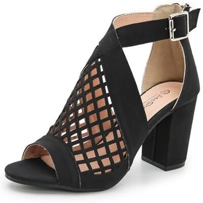 INSFITY Sandale à Talon Pour Femme Été Bout Ouvert Chaussures Fashion Talon Epais Elegant Confortable Noir - Publicité INSFITY Sandale à Talon Pour Femme Été Bout Ouvert Chaussures Fashion Talon Epais Elegant Confortable Noir - Publicité