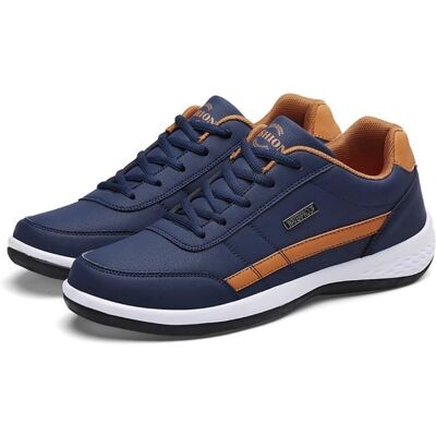 Baskets Homme - INSFITY - Extérieur Casual Sneakers en Similicuir - Lacets - Plat - Bleu Bleu - Publicité Baskets Homme - INSFITY - Extérieur Casual Sneakers en Similicuir - Lacets - Plat - Bleu Bleu - Publicité