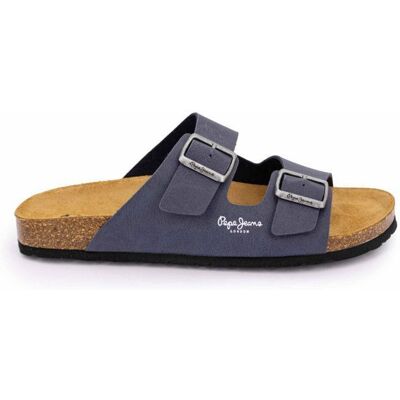 Mules boucle plate double bride uni Homme PEPE JEANS Bleu - Publicité Mules boucle plate double bride uni Homme PEPE JEANS Bleu - Publicité