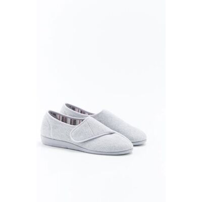 Damart - Chaussons maille gaufrée à scratch - Gris Clair Gris - Publicité Damart - Chaussons maille gaufrée à scratch - Gris Clair Gris - Publicité