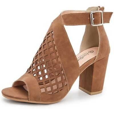 Sandale à Talon Femme Été INSFITY - Marron - Talon Epais 8cm - Bout Ouvert Marron - Publicité Sandale à Talon Femme Été INSFITY - Marron - Talon Epais 8cm - Bout Ouvert Marron - Publicité