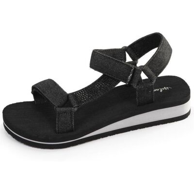 Isotoner Sandales très confortables attaches faciles noir femme Noir - Publicité Isotoner Sandales très confortables attaches faciles noir femme Noir - Publicité