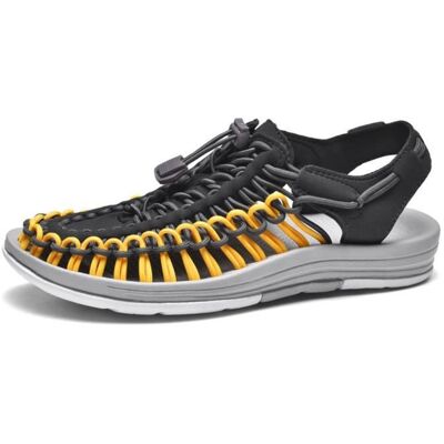 INSFITY Sandale Été Homme-Femme Extérieur Chaussures de Plage Main-tissage Respirante Anti-dérapant Casual - Jaune Gris Jaune - Publicité INSFITY Sandale Été Homme-Femme Extérieur Chaussures de Plage Main-tissage Respirante Anti-dérapant Casual - Jaune Gris Jaune - Publicité