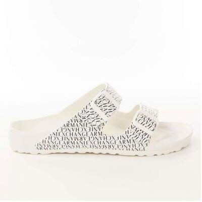 Claquette Emporio Armani Homme Unlimited logo Blanc Synthétique Blanc - Publicité Claquette Emporio Armani Homme Unlimited logo Blanc Synthétique Blanc - Publicité