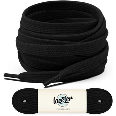 Lacets plats noirs 180 cm Largeur 8mm Lacet noir pour basket et chaussures Noir - Publicité Lacets plats noirs 180 cm Largeur 8mm Lacet noir pour basket et chaussures Noir - Publicité