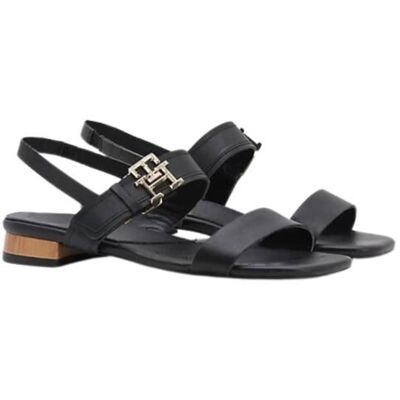 TOMMY HILFIGER - HARDWARE FLAT - Sandales Femme Noir - Publicité TOMMY HILFIGER - HARDWARE FLAT - Sandales Femme Noir - Publicité