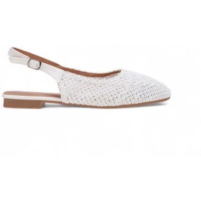 LA MODEUSE Ballerines slingback en broderie style crochet.Bride arrière ajustable par boucle métallique et élastique. pour femme - Ballerines Blanc - Publicité LA MODEUSE Ballerines slingback en broderie style crochet.Bride arrière ajustable par boucle métallique et élastique. pour femme - Ballerines Blanc - Publicité