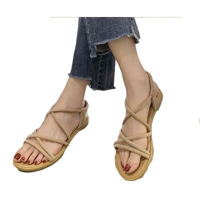 Sandales décontractées pour femme - MOBIGARLAN - Kaki/Noir - Talon plat - Dessus synthétique Noir - Publicité Sandales décontractées pour femme - MOBIGARLAN - Kaki/Noir - Talon plat - Dessus synthétique Noir - Publicité