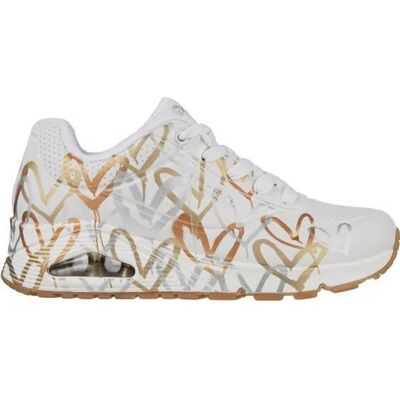 Basket Femme Skechers Uno Metallic Love Blanc Blanc - Publicité Basket Femme Skechers Uno Metallic Love Blanc Blanc - Publicité