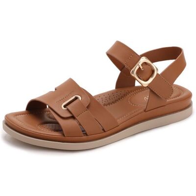 INSFITY Sandales Femme Été Confortable Plate Chaussures de Plage à Bout Ouvert Légères Antidérapantes Voyage Décontracté - Marron Marron - Publicité INSFITY Sandales Femme Été Confortable Plate Chaussures de Plage à Bout Ouvert Légères Antidérapantes Voyage Décontracté - Marron Marron - Publicité