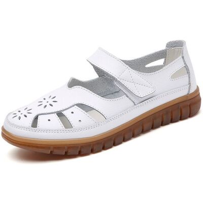 INSFITY Sandales Femme Été Bout Fermé Confortables à Scratch Chaussures Plates Décontractées Antidérapant - Blanc Blanc - Publicité INSFITY Sandales Femme Été Bout Fermé Confortables à Scratch Chaussures Plates Décontractées Antidérapant - Blanc Blanc - Publicité