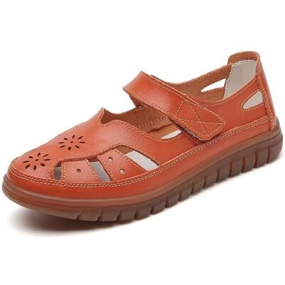 INSFITY Sandales Femme Été Bout Fermé Confortables à Scratch Chaussures Plates Décontractées Antidérapant - Orange Orange - Publicité INSFITY Sandales Femme Été Bout Fermé Confortables à Scratch Chaussures Plates Décontractées Antidérapant - Orange Orange - Publicité