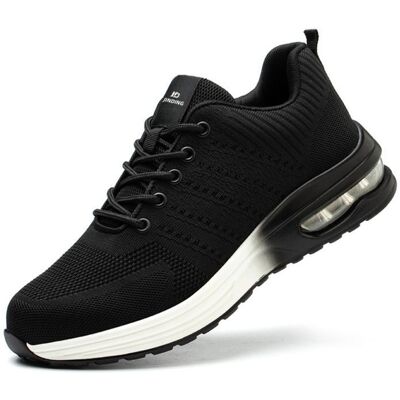 Chaussures de Sécurité JINDING K8 Hommes Femmes Legere Confortable Antidérapant Baskets Chaussures de Travail noir et blanc Noir - Publicité Chaussures de Sécurité JINDING K8 Hommes Femmes Legere Confortable Antidérapant Baskets Chaussures de Travail noir et blanc Noir - Publicité