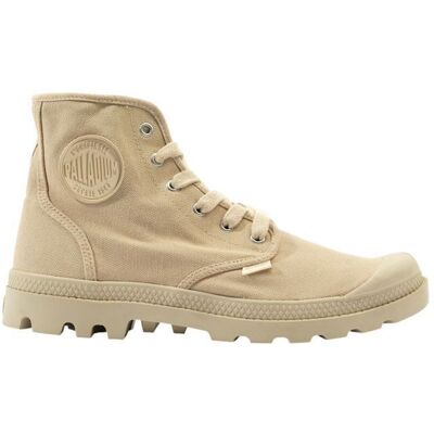Baskets PALLADIUM PAMPA HI Homme - Safari/Blanc - Toile - Semelle crantée Blanc - Publicité Baskets PALLADIUM PAMPA HI Homme - Safari/Blanc - Toile - Semelle crantée Blanc - Publicité