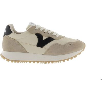 Baskets - VICTORIA - Viento - Nylon - Croûte de cuir - Beige - Femme Beige - Publicité Baskets - VICTORIA - Viento - Nylon - Croûte de cuir - Beige - Femme Beige - Publicité