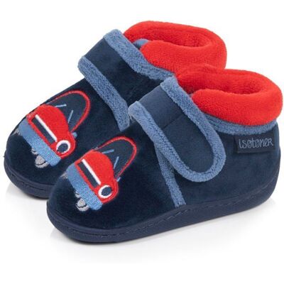 Isotoner Chaussons velours maintien renforcé fermeture scratch simple à enfiler marine bébé garçon Bleu - Publicité Isotoner Chaussons velours maintien renforcé fermeture scratch simple à enfiler marine bébé garçon Bleu - Publicité