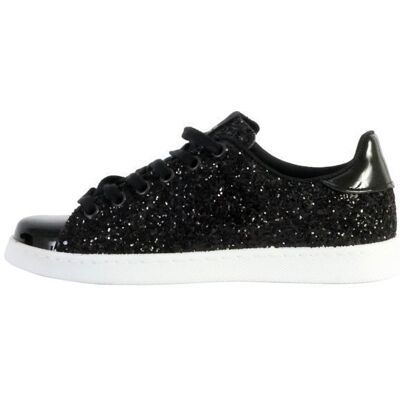 Baskets Femme - VICTORIA - 12558 Noir - Synthétique - Lacets - Plat Noir - Publicité Baskets Femme - VICTORIA - 12558 Noir - Synthétique - Lacets - Plat Noir - Publicité