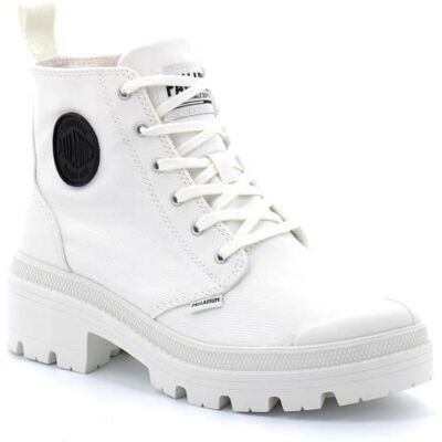 Chaussures Palladium Pallabase Twill Blanc Homme - Textile - Talon Haut - Embout en Caoutchouc Blanc - Publicité Chaussures Palladium Pallabase Twill Blanc Homme - Textile - Talon Haut - Embout en Caoutchouc Blanc - Publicité