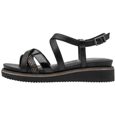 Sandales Compensées Cuir Tamaris - Noir Comb Noir - Publicité Sandales Compensées Cuir Tamaris - Noir Comb Noir - Publicité