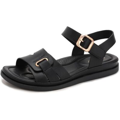 INSFITY Sandales Femme Été Confortable Plate Chaussures de Plage à Bout Ouvert Légères Antidérapantes Voyage Décontracté - Noir Noir - Publicité INSFITY Sandales Femme Été Confortable Plate Chaussures de Plage à Bout Ouvert Légères Antidérapantes Voyage Décontracté - Noir Noir - Publicité
