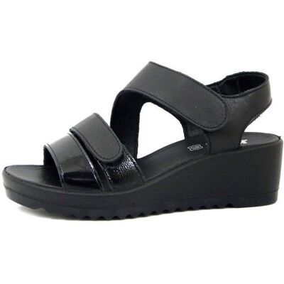 Sandale nu-pieds pour Femme en Cuir Noir - IMAC - Confort - Talon Compensée Noir - Publicité Sandale nu-pieds pour Femme en Cuir Noir - IMAC - Confort - Talon Compensée Noir - Publicité