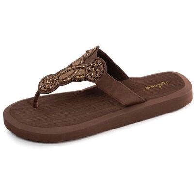 Isotoner Tongs très confortables dessus sophistiqué marron femme Marron - Publicité Isotoner Tongs très confortables dessus sophistiqué marron femme Marron - Publicité