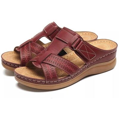 Sandales Compensées Femme - Bordeaux- Chaussures de Plage pour les vacances dété - Antidérapant et Confortable,XZ3692 Rouge - Publicité Sandales Compensées Femme - Bordeaux- Chaussures de Plage pour les vacances dété - Antidérapant et Confortable,XZ3692 Rouge - Publicité