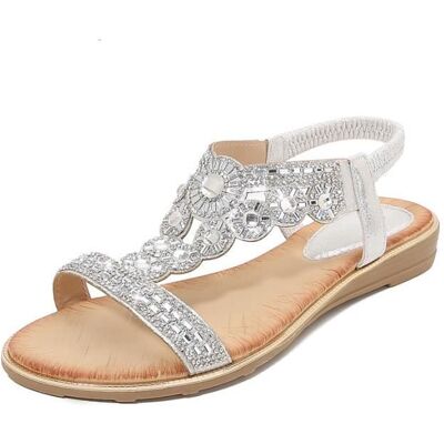 INSFITY Sandales Femme Simili cuir Bout arrondi Talon plat Antidérapant Simili diamant décoratif Bohême Noir - Publicité INSFITY Sandales Femme Simili cuir Bout arrondi Talon plat Antidérapant Simili diamant décoratif Bohême Noir - Publicité