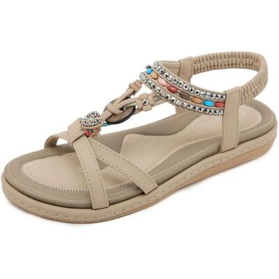 Sandales Femme - INSFITY - Fashion Bohême - Confortable - Abricot Beige - Publicité Sandales Femme - INSFITY - Fashion Bohême - Confortable - Abricot Beige - Publicité