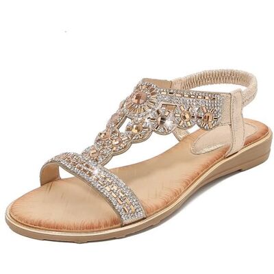 INSFITY Sandales Femme Simili cuir Bout arrondi Talon plat Antidérapant Simili diamant décoratif Bohême Noir - Publicité INSFITY Sandales Femme Simili cuir Bout arrondi Talon plat Antidérapant Simili diamant décoratif Bohême Noir - Publicité