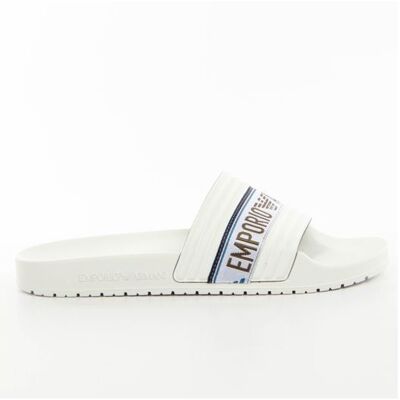Claquette Emporio Armani Homme Eagle Blanc Polyurethane Blanc - Publicité Claquette Emporio Armani Homme Eagle Blanc Polyurethane Blanc - Publicité