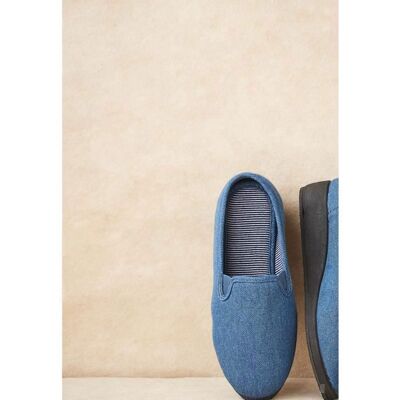 Damart - Chaussons effet jean - Bleu Denim Bleu - Publicité Damart - Chaussons effet jean - Bleu Denim Bleu - Publicité