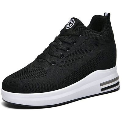 MOBIGARLAN Baskets Femme Talon Compensé 8 cm Maille Respirante Printemps Été EU34-42 GN35 Noir Noir - Publicité MOBIGARLAN Baskets Femme Talon Compensé 8 cm Maille Respirante Printemps Été EU34-42 GN35 Noir Noir - Publicité
