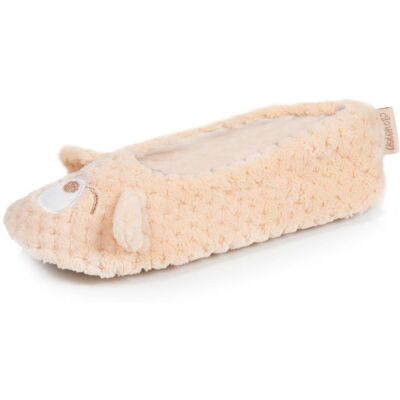 Isotoner Chaussons micro éponge semelle gomme antidérapante abricot femme Beige - Publicité Isotoner Chaussons micro éponge semelle gomme antidérapante abricot femme Beige - Publicité