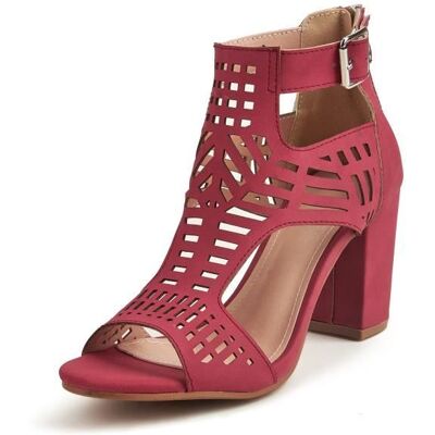 Sandales à Talons Blocs pour Femme INSFITY - Rouge - Bout Ouvert - Été Rouge - Publicité Sandales à Talons Blocs pour Femme INSFITY - Rouge - Bout Ouvert - Été Rouge - Publicité