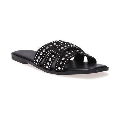 Mules plates à bride en suédine cloutée.Modèle à bout carré.Semelle intérieure en simili. pour femme - Tongs mules - La Modeuse Noir - Publicité Mules plates à bride en suédine cloutée.Modèle à bout carré.Semelle intérieure en simili. pour femme - Tongs mules - La Modeuse Noir - Publicité