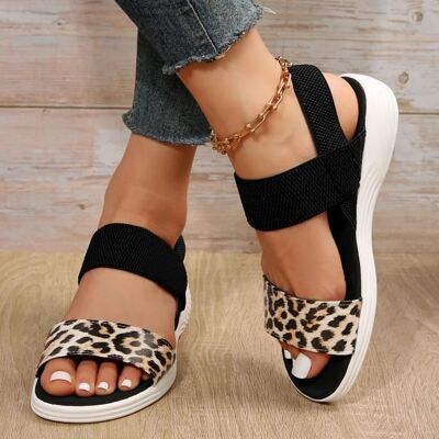 INSFITY Sandales Femme Simili cuir Antidérapant Imprimé - Leopard Blanc - Publicité INSFITY Sandales Femme Simili cuir Antidérapant Imprimé - Leopard Blanc - Publicité