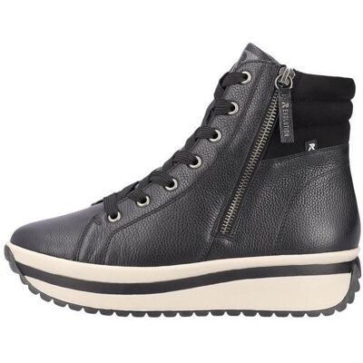 Bottines semi-compensées Rieker® R-Evolution en cuir noir - Femme - Talon compensé 4 5cm - Tige 12cm Noir - Publicité Bottines semi-compensées Rieker® R-Evolution en cuir noir - Femme - Talon compensé 4 5cm - Tige 12cm Noir - Publicité