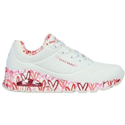 Sneakers - SKECHERS - Uno-Loving Love 155506-WRPK - Femme - Blanc - Lacets - Synthétique - Plat Blanc - Publicité Sneakers - SKECHERS - Uno-Loving Love 155506-WRPK - Femme - Blanc - Lacets - Synthétique - Plat Blanc - Publicité