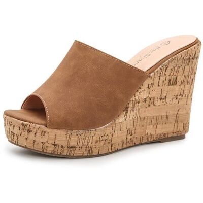 Sandales Femme à Talon compensé INSFITY - Marron - Bout ouvert Nu-pieds - Hauteur de talons 11cm - Été Marron - Publicité Sandales Femme à Talon compensé INSFITY - Marron - Bout ouvert Nu-pieds - Hauteur de talons 11cm - Été Marron - Publicité