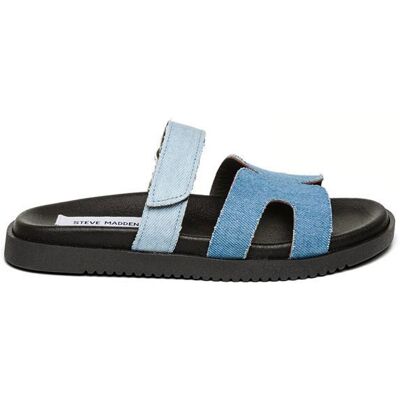 Claquettes femme Steve Madden Missile-E Bleu - Publicité Claquettes femme Steve Madden Missile-E Bleu - Publicité