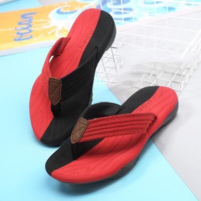 INSFITY Tongs Homme Talon plat pour plage Doux Antidérapant - Noir rouge - Polyester - Rouge Rouge - Publicité INSFITY Tongs Homme Talon plat pour plage Doux Antidérapant - Noir rouge - Polyester - Rouge Rouge - Publicité