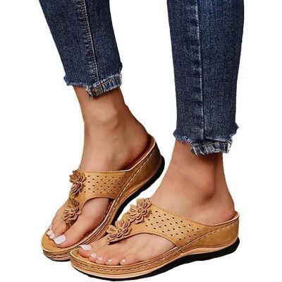 HANLIN Sandale Orthopédiques Femme Claquette Semelle Epaisse Flip Flops Enfiler Bout Ouvert Sandale Piscine Arch Support Marron#37 - Publicité HANLIN Sandale Orthopédiques Femme Claquette Semelle Epaisse Flip Flops Enfiler Bout Ouvert Sandale Piscine Arch Support Marron#37 - Publicité
