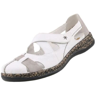 Sandale Femme - RIEKER - Cuir Blanc - Talon 2cm - Scratch - Confortable Blanc - Publicité Sandale Femme - RIEKER - Cuir Blanc - Talon 2cm - Scratch - Confortable Blanc - Publicité
